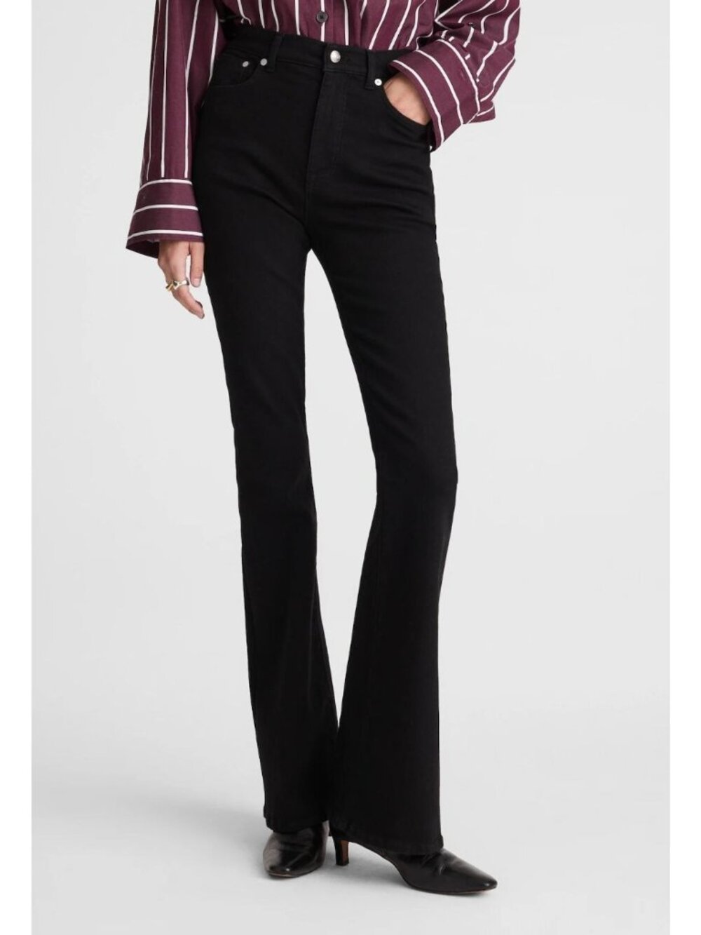 Madewell The Stretch Flare Jean Black Rinse Wash Size 24 NWT NX994